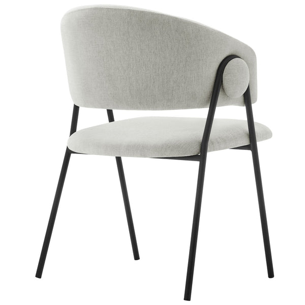 Modway Furniture Nella Upholstered Chenille Dining Chairs Set of 2 - Vintage Mid-Century Style with Comfort and Elegance Newsprint Black EEI-7045-NPT-BLK