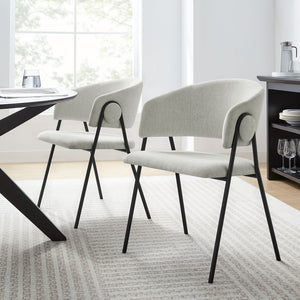 Modway Furniture Nella Upholstered Chenille Dining Chairs Set of 2 - Vintage Mid-Century Style with Comfort and Elegance Newsprint Black EEI-7045-NPT-BLK