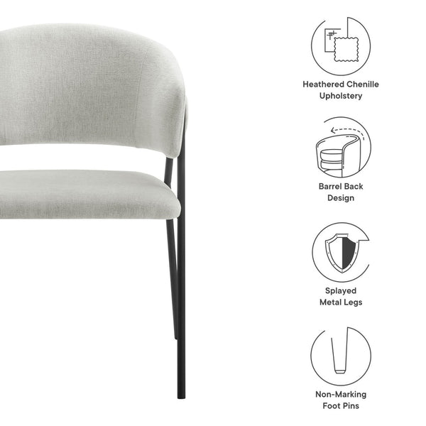 Modway Furniture Nella Upholstered Chenille Dining Chairs Set of 2 - Vintage Mid-Century Style with Comfort and Elegance Newsprint Black EEI-7045-NPT-BLK