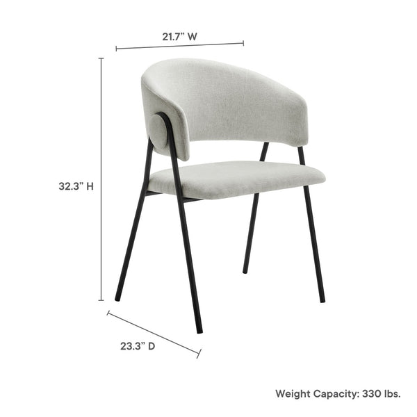 Modway Furniture Nella Upholstered Chenille Dining Chairs Set of 2 - Vintage Mid-Century Style with Comfort and Elegance Newsprint Black EEI-7045-NPT-BLK