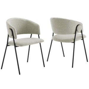 Modway Furniture Nella Upholstered Chenille Dining Chairs Set of 2 - Vintage Mid-Century Style with Comfort and Elegance Taupe Black EEI-7045-TAU-BLK