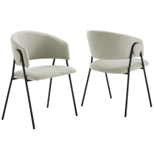 Modway Furniture Nella Upholstered Chenille Dining Chairs Set of 2 - Vintage Mid-Century Style with Comfort and Elegance Taupe Black EEI-7045-TAU-BLK