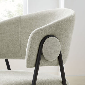 Modway Furniture Nella Upholstered Chenille Dining Chairs Set of 2 - Vintage Mid-Century Style with Comfort and Elegance Taupe Black EEI-7045-TAU-BLK
