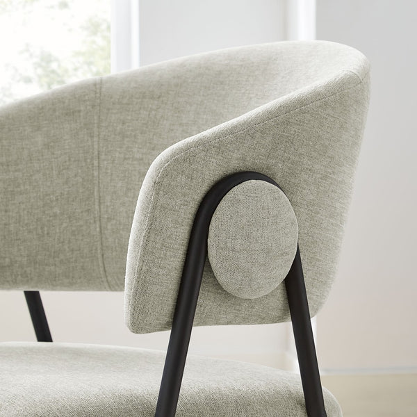 Modway Furniture Nella Upholstered Chenille Dining Chairs Set of 2 - Vintage Mid-Century Style with Comfort and Elegance Taupe Black EEI-7045-TAU-BLK
