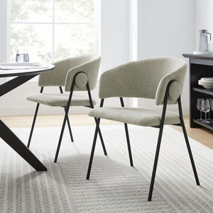 Modway Furniture Nella Upholstered Chenille Dining Chairs Set of 2 - Vintage Mid-Century Style with Comfort and Elegance Taupe Black EEI-7045-TAU-BLK