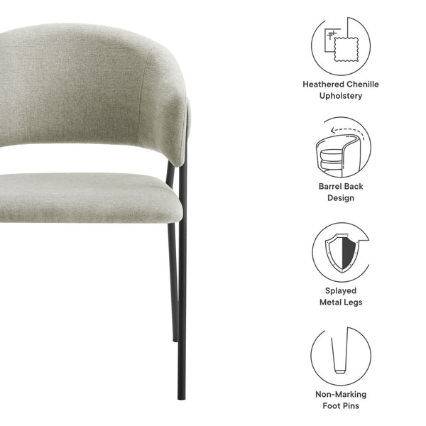 Modway Furniture Nella Upholstered Chenille Dining Chairs Set of 2 - Vintage Mid-Century Style with Comfort and Elegance Taupe Black EEI-7045-TAU-BLK