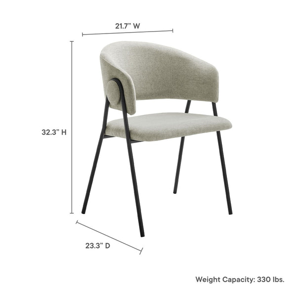 Modway Furniture Nella Upholstered Chenille Dining Chairs Set of 2 - Vintage Mid-Century Style with Comfort and Elegance Taupe Black EEI-7045-TAU-BLK