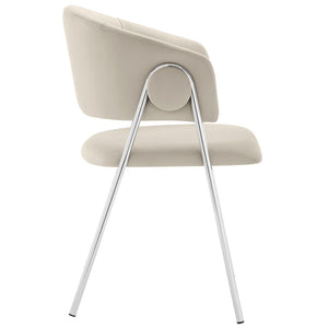 Modway Furniture Nella Upholstered Performance Velvet Dining Chair Set of 2 - Stylish Mid-Century Comfort & Elegance Almond Silver EEI-7046-ALM-SLV