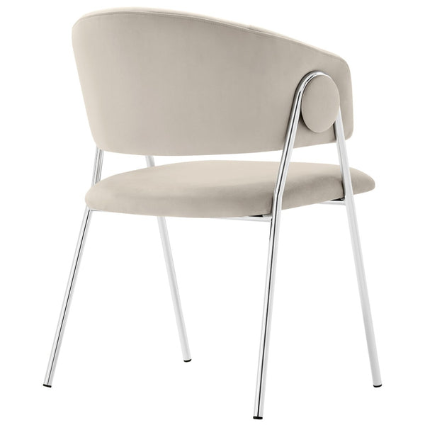 Modway Furniture Nella Upholstered Performance Velvet Dining Chair Set of 2 - Stylish Mid-Century Comfort & Elegance Almond Silver EEI-7046-ALM-SLV