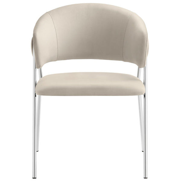 Modway Furniture Nella Upholstered Performance Velvet Dining Chair Set of 2 - Stylish Mid-Century Comfort & Elegance Almond Silver EEI-7046-ALM-SLV