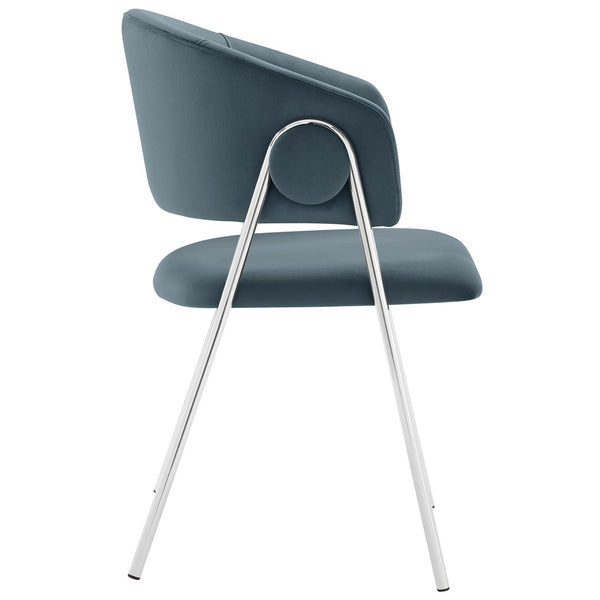 Modway Furniture Nella Upholstered Performance Velvet Dining Chair Set of 2 - Stylish Mid-Century Comfort & Elegance Cadet Blue EEI-7046-CAD-SLV