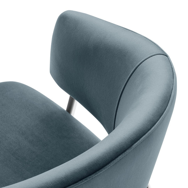 Modway Furniture Nella Upholstered Performance Velvet Dining Chair Set of 2 - Stylish Mid-Century Comfort & Elegance Cadet Blue EEI-7046-CAD-SLV