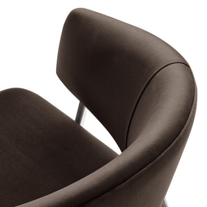 Modway Furniture Nella Upholstered Performance Velvet Dining Chair Set of 2 - Stylish Mid-Century Comfort & Elegance Chocolate Brown EEI-7046-CHB-SLV