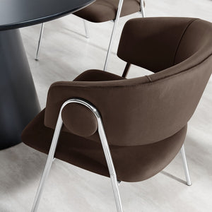 Modway Furniture Nella Upholstered Performance Velvet Dining Chair Set of 2 - Stylish Mid-Century Comfort & Elegance Chocolate Brown EEI-7046-CHB-SLV