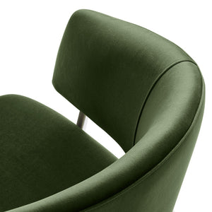 Modway Furniture Nella Upholstered Performance Velvet Dining Chair Set of 2 - Stylish Mid-Century Comfort & Elegance Moss Green Silver EEI-7046-MOG-SLV