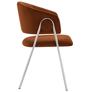 Modway Furniture Nella Upholstered Performance Velvet Dining Chair Set of 2 - Stylish Mid-Century Comfort & Elegance Rust Silver EEI-7046-RUS-SLV