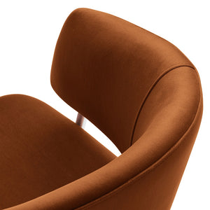 Modway Furniture Nella Upholstered Performance Velvet Dining Chair Set of 2 - Stylish Mid-Century Comfort & Elegance Rust Silver EEI-7046-RUS-SLV