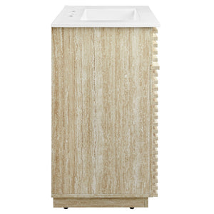 Modway Furniture Render 30" Mid-Century Bathroom Vanity with Integrated Ceramic Sink for Stylish Storage Solutions EEI-7048-WHI