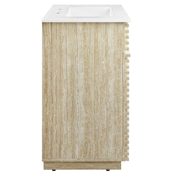 Modway Furniture Render 30" Mid-Century Bathroom Vanity with Integrated Ceramic Sink for Stylish Storage Solutions EEI-7048-WHI