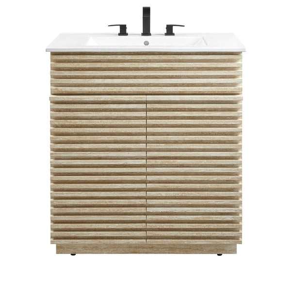 Modway Furniture Render 30" Mid-Century Bathroom Vanity with Integrated Ceramic Sink for Stylish Storage Solutions EEI-7048-WHI