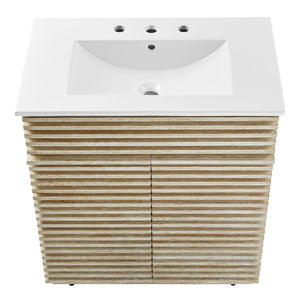 Modway Furniture Render 30" Mid-Century Bathroom Vanity with Integrated Ceramic Sink for Stylish Storage Solutions EEI-7048-WHI