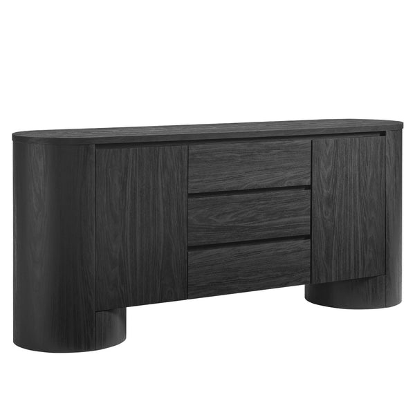 Modway Furniture Duval 71" Rounded Sideboard Storage Cabinet – Stylish Mid-Century Modern Design for Every Room Black EEI-7050-BLK