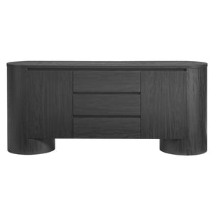 Modway Furniture Duval 71" Rounded Sideboard Storage Cabinet – Stylish Mid-Century Modern Design for Every Room Black EEI-7050-BLK
