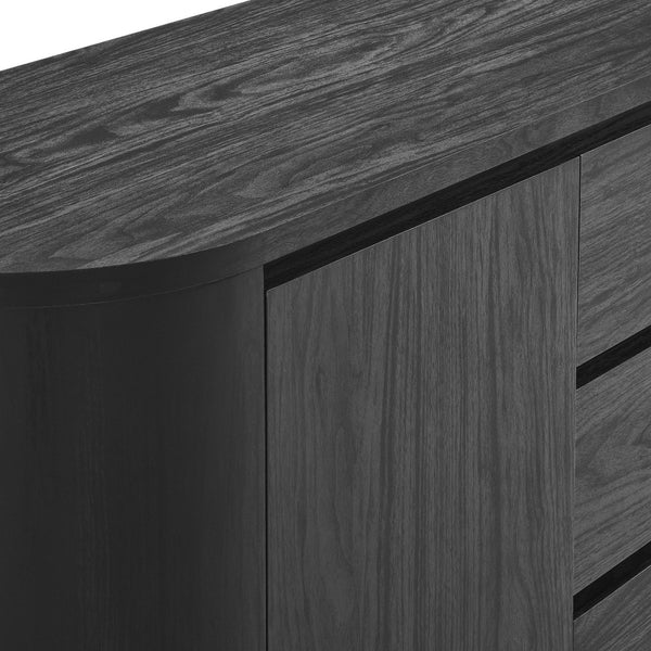 Modway Furniture Duval 71" Rounded Sideboard Storage Cabinet – Stylish Mid-Century Modern Design for Every Room Black EEI-7050-BLK