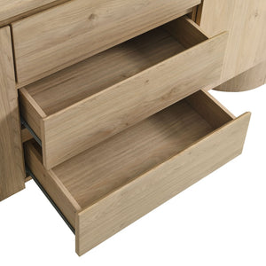 Modway Furniture Duval 71" Rounded Sideboard Storage Cabinet – Stylish Mid-Century Modern Design for Every Room Hickory Frost EEI-7050-HCK