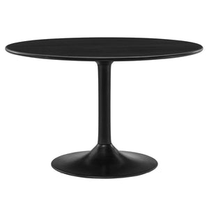 Modway Furniture Lippa 48" Round Solid Wood Dining Table – Rustic Mango Design with Tulip Base for Modern Spaces Black EEI-7051-BLK