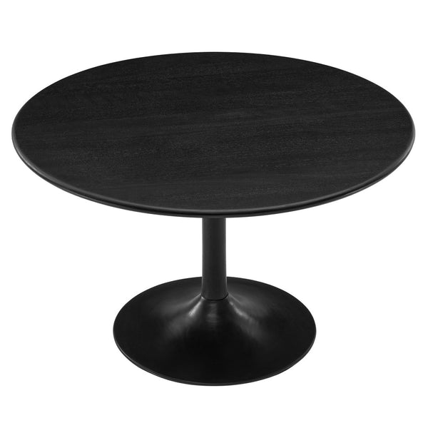 Modway Furniture Lippa 48" Round Solid Wood Dining Table – Rustic Mango Design with Tulip Base for Modern Spaces Black EEI-7051-BLK