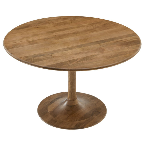 Modway Furniture Lippa 48" Round Solid Wood Dining Table – Rustic Mango Design with Tulip Base for Modern Spaces Natural EEI-7051-NAT