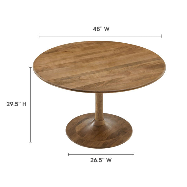 Modway Furniture Lippa 48" Round Solid Wood Dining Table – Rustic Mango Design with Tulip Base for Modern Spaces Natural EEI-7051-NAT