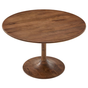 Modway Furniture Lippa 48" Round Solid Wood Dining Table – Rustic Mango Design with Tulip Base for Modern Spaces Walnut EEI-7051-WAL