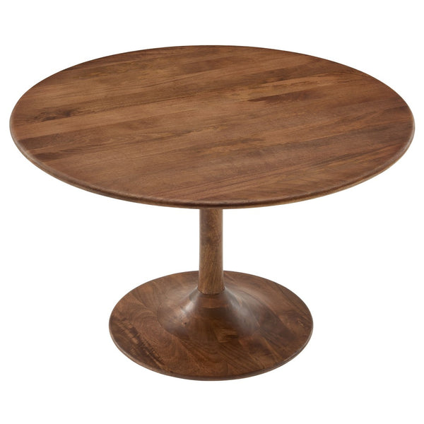 Modway Furniture Lippa 48" Round Solid Wood Dining Table – Rustic Mango Design with Tulip Base for Modern Spaces Walnut EEI-7051-WAL