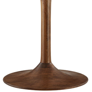 Modway Furniture Lippa 48" Round Solid Wood Dining Table – Rustic Mango Design with Tulip Base for Modern Spaces Walnut EEI-7051-WAL