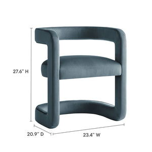 Modway Furniture Winslow Barrel Performance Velvet Dining Chair - Modern Comfort with Stain-Resistant Upholstery Cadet Blue EEI-7052-CAB