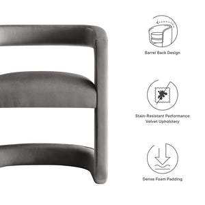 Modway Furniture Winslow Barrel Performance Velvet Dining Chair - Modern Comfort with Stain-Resistant Upholstery Storm Gray EEI-7052-STG