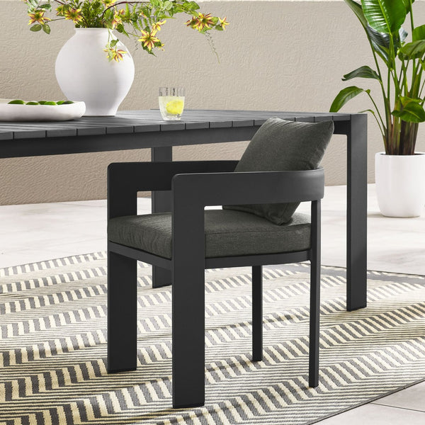 Modway Furniture Tahoe Outdoor Patio Aluminum Dining Chair - Stylish, Durable Seating for Modern Outdoor Spaces Gray Charcoal EEI-7053-GRY-CHA