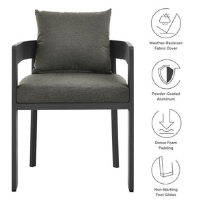 Modway Furniture Tahoe Outdoor Patio Aluminum Dining Chair - Stylish, Durable Seating for Modern Outdoor Spaces Gray Charcoal EEI-7053-GRY-CHA