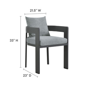 Modway Furniture Tahoe Outdoor Patio Aluminum Dining Chair - Stylish, Durable Seating for Modern Outdoor Spaces Gray Gray EEI-7053-GRY-GRY
