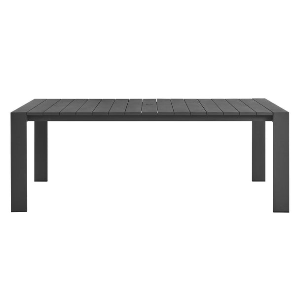 Modway Furniture Tahoe Rectangular Outdoor Aluminum Dining Table - Stylish, Durable, and Umbrella Ready for 8 Guests EEI-7054-GRY