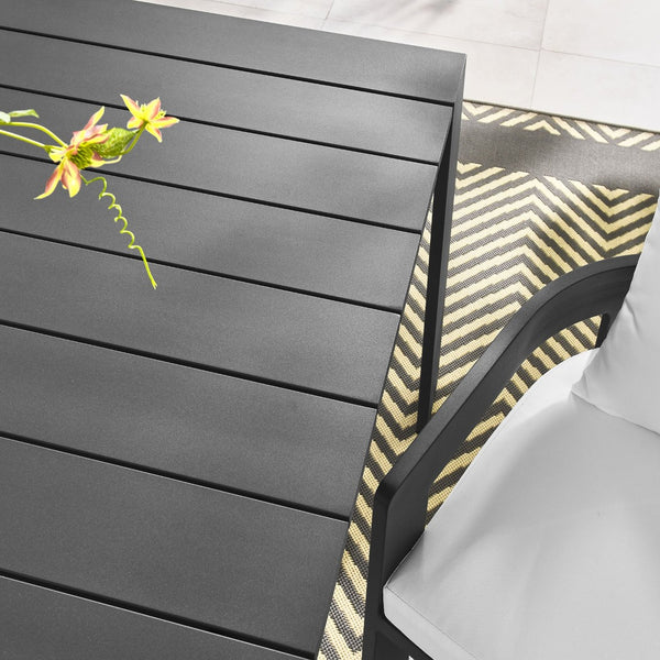 Modway Furniture Tahoe Rectangular Outdoor Aluminum Dining Table - Stylish, Durable, and Umbrella Ready for 8 Guests EEI-7054-GRY