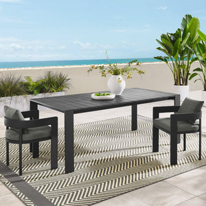 Modway Furniture Tahoe Rectangular Outdoor Aluminum Dining Table - Stylish, Durable, and Umbrella Ready for 8 Guests EEI-7054-GRY