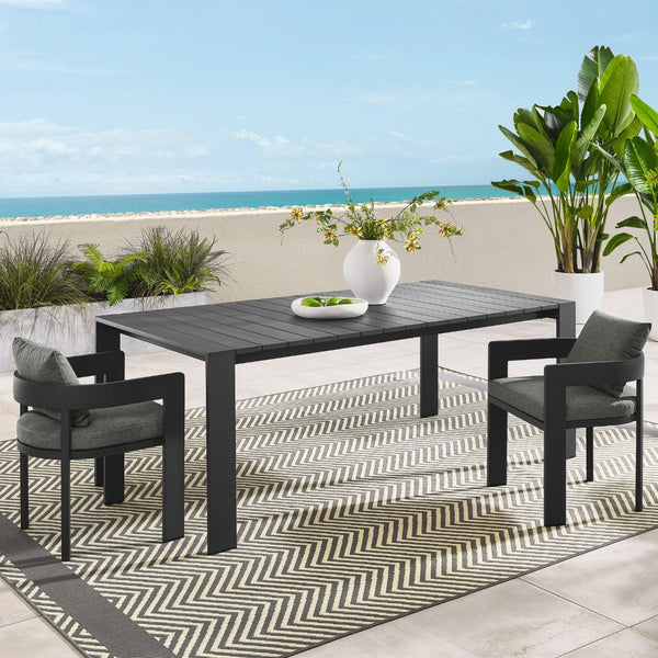 Modway Furniture Tahoe Rectangular Outdoor Aluminum Dining Table - Stylish, Durable, and Umbrella Ready for 8 Guests EEI-7054-GRY