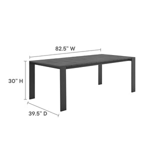 Modway Furniture Tahoe Rectangular Outdoor Aluminum Dining Table - Stylish, Durable, and Umbrella Ready for 8 Guests EEI-7054-GRY
