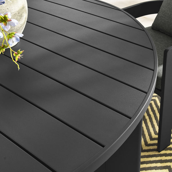 Modway Furniture Tahoe Round Aluminum Outdoor Dining Table – Weather-Resistant, Stylish, Seats 4, Easy Assembly EEI-7055-GRY