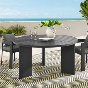 Modway Furniture Tahoe Round Aluminum Outdoor Dining Table – Weather-Resistant, Stylish, Seats 4, Easy Assembly EEI-7055-GRY