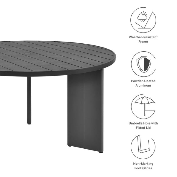 Modway Furniture Tahoe Round Aluminum Outdoor Dining Table – Weather-Resistant, Stylish, Seats 4, Easy Assembly EEI-7055-GRY