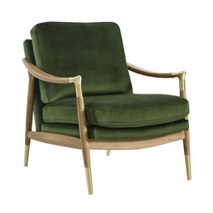 Modway Furniture Langford Plush Performance Velvet Accent Armchair – Mid-Century Modern Design for Stylish Comfort Moss Green Walnut EEI-7056-MOG-WAL